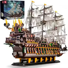 Pirate Ship Building Toy, MOC Flying Dutchman Model Ship Boat, Toy Building Sets for Adults, Halloween Decor Christmas Birthday Sp2