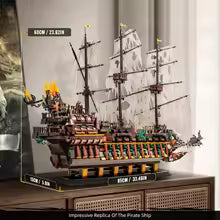 Pirate Ship Building Toy, MOC Flying Dutchman Model Ship Boat, Toy Building Sets for Adults, Halloween Decor Christmas Birthday Sp2