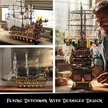 Pirate Ship Building Toy, MOC Flying Dutchman Model Ship Boat, Toy Building Sets for Adults, Halloween Decor Christmas Birthday Sp2