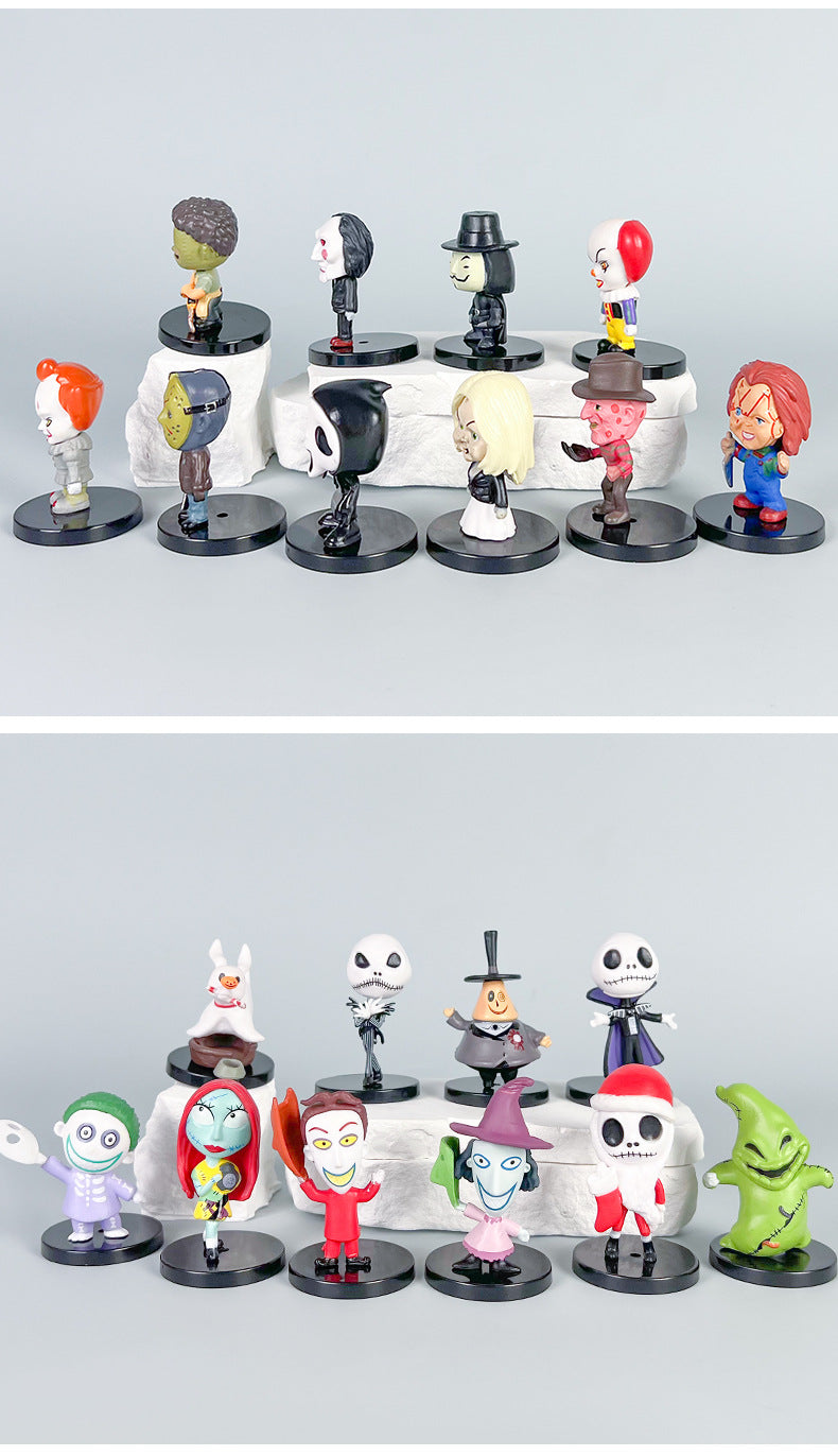 20 Pieces / Set Cartoon The Nightmare Sally Skellington Jack Action Figure Toy Christmas PVC Model Vinyl Figurine Halloween Gift Sp7