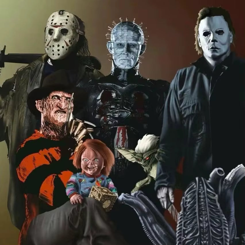 Hot 16Pcs Halloween Chainsaw Horror Movie Series Handheld Figure Jason Michael Freddy Halloween Dolls Sp6