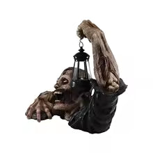 1pc Halloween Zombie Crawling Horror Decor, Scary Led Lights Zombie Holding Lantern Outdoor Figurine Light Ps10