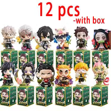 12 pcs Demon Slayer Tanjiro Kamado Nezuko anime cartoon figure blind box creative personalized statue model ornament surprise gift box Sp5