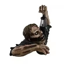 1pc Halloween Zombie Crawling Horror Decor, Scary Led Lights Zombie Holding Lantern Outdoor Figurine Light Ps10