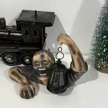 1pc Halloween Zombie Crawling Horror Decor, Scary Led Lights Zombie Holding Lantern Outdoor Figurine Light Ps10