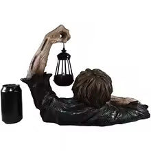 1pc Halloween Zombie Crawling Horror Decor, Scary Led Lights Zombie Holding Lantern Outdoor Figurine Light Ps10