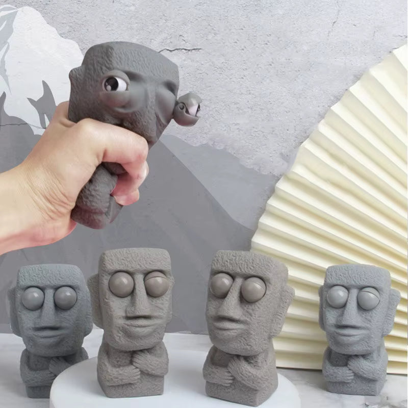 Stone man Releases Stress Toy Slowly Rebounds Soft Moai Statue Squeeze Eyes Interested Expression Relaxes Stress Children's Gift Sp9