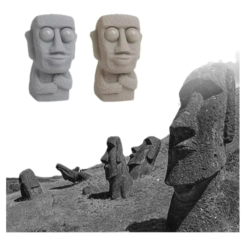 Stone man Releases Stress Toy Slowly Rebounds Soft Moai Statue Squeeze Eyes Interested Expression Relaxes Stress Children's Gift Sp9