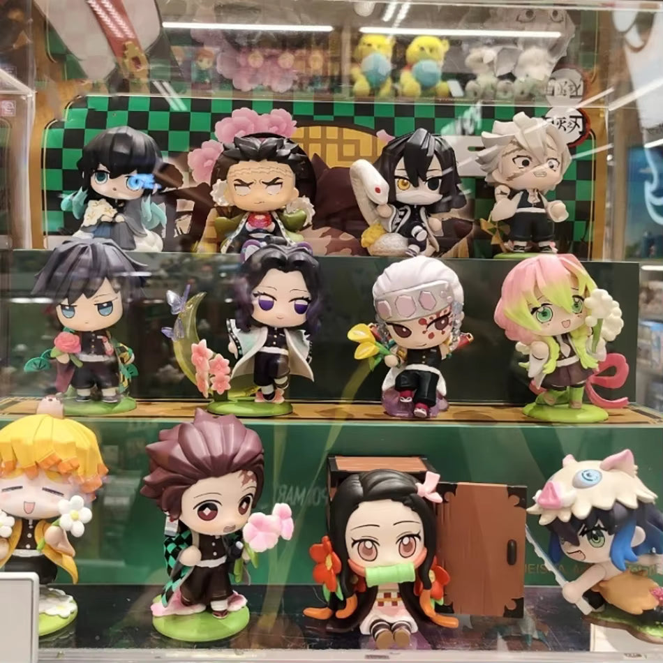 12 pcs Demon Slayer Tanjiro Kamado Nezuko anime cartoon figure blind box creative personalized statue model ornament surprise gift box Sp5