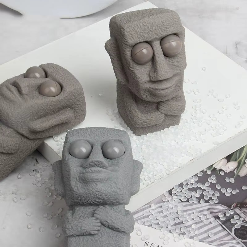 Stone man Releases Stress Toy Slowly Rebounds Soft Moai Statue Squeeze Eyes Interested Expression Relaxes Stress Children's Gift Sp9
