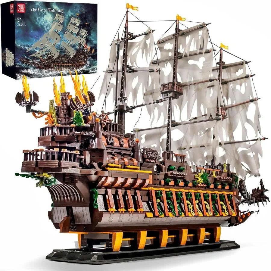 Pirate Ship Building Toy, MOC Flying Dutchman Model Ship Boat, Toy Building Sets for Adults, Halloween Decor Christmas Birthday Sp2